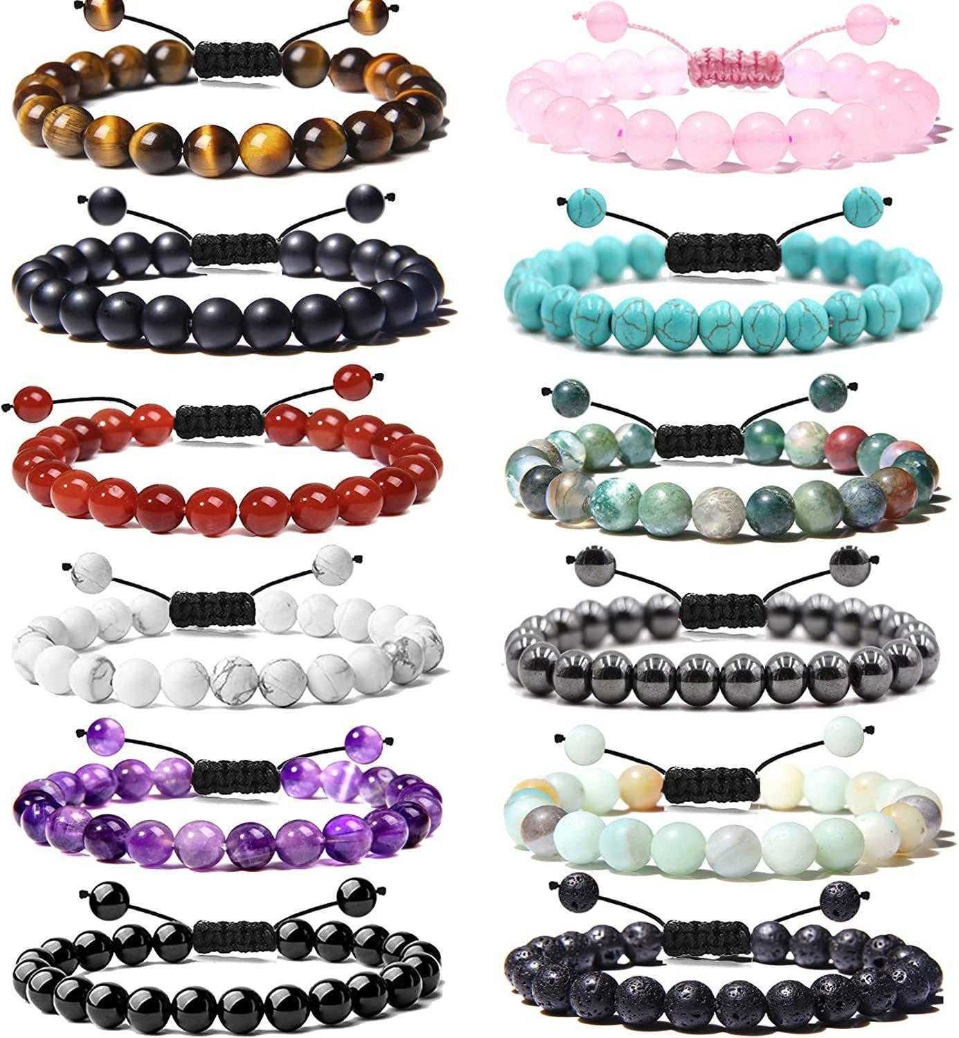 

Ornament Red Agate Turquoise Bracelets White Tiger Eye Hand Woven Bracelet Couple