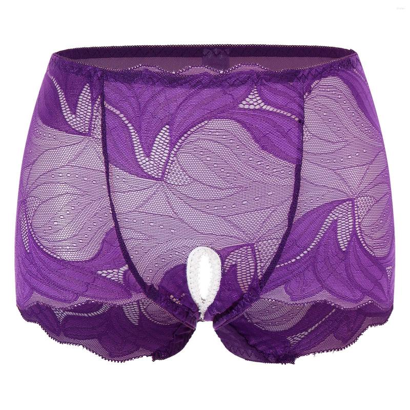 

Women's Panties Womens Adult Sexy Crotchless Briefs Underwear See-through Lace Lingerie Sheer Mid Waist Underpants Sleepwear Clubwear, Pink