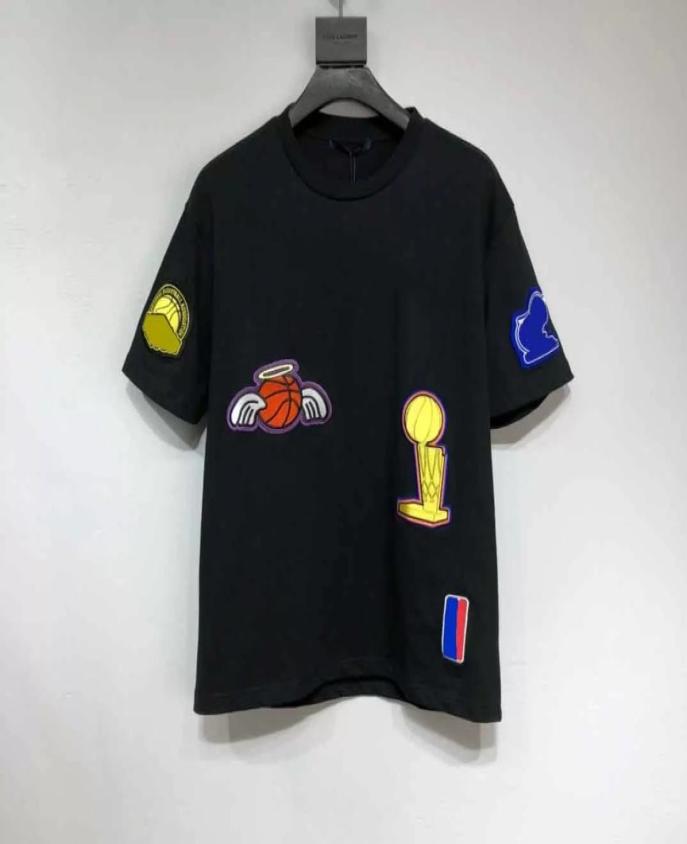 

Mens T Shirts Letter Graphic Tees Embroidery Pullover Short Sleeves Acquard Knitting New Aop Jacquard Custom Crew Neck Basketball 8547233, Black