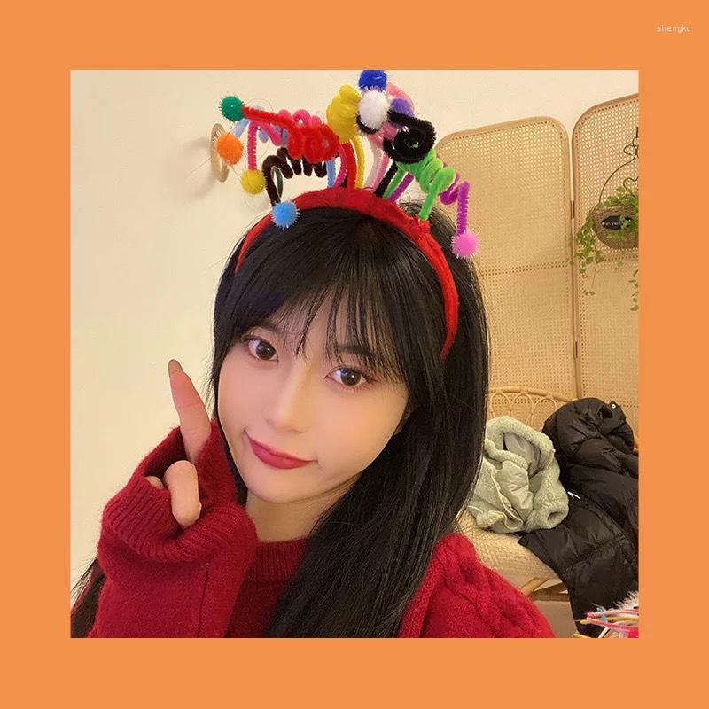 

Hair Accessories Personality Birthday Gift Atmosphere Po Props Funny Cute Spring Ball Headband Tie Concave Shape Headdress Girl, Red