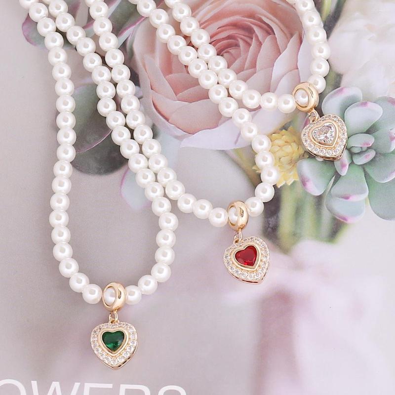 

Choker 5Pcs Trend Elegant Jewelry White Imitation Pearl Chain Crystal Heart Pendant Necklace Women Fashion Necklaces