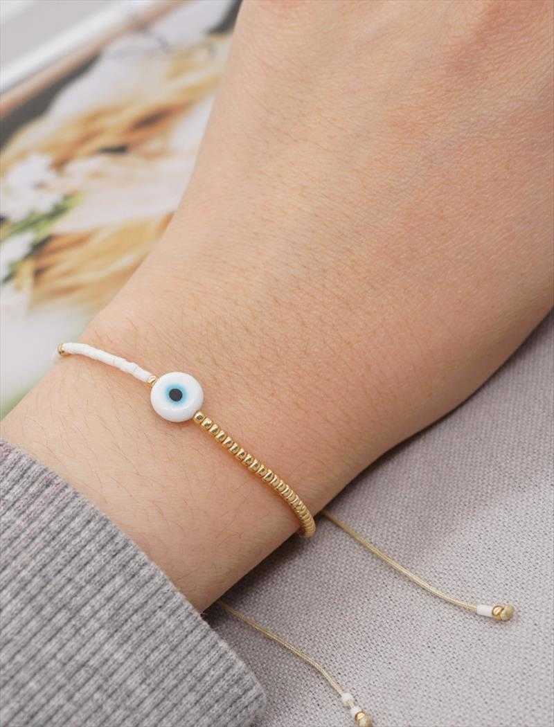 

Simple Ethnic Style Glass Strand Eye Beaded Bead Woven Womens Small Bracelet