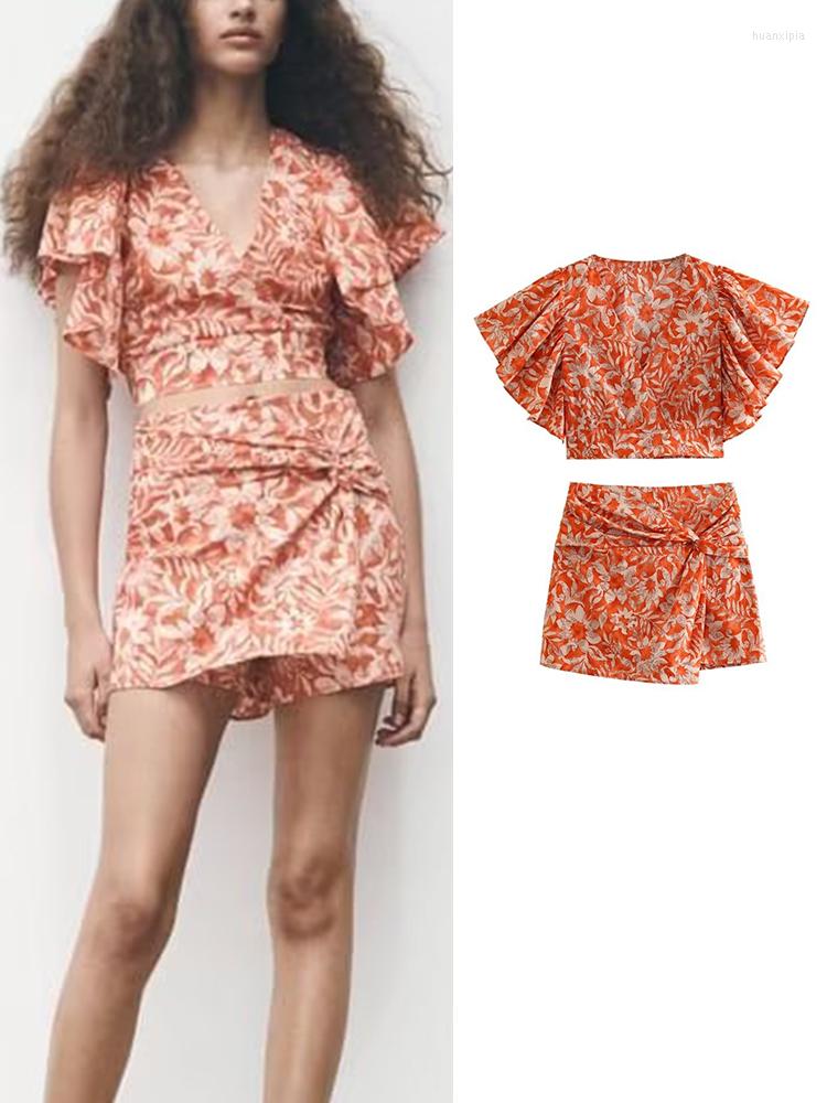 

Women's Tracksuits Women Shorts Sets 2023 Fashion Print Women's Suit Crop Top High Waist 2 Pieces Set Summer Womens Outfits, Top-9394