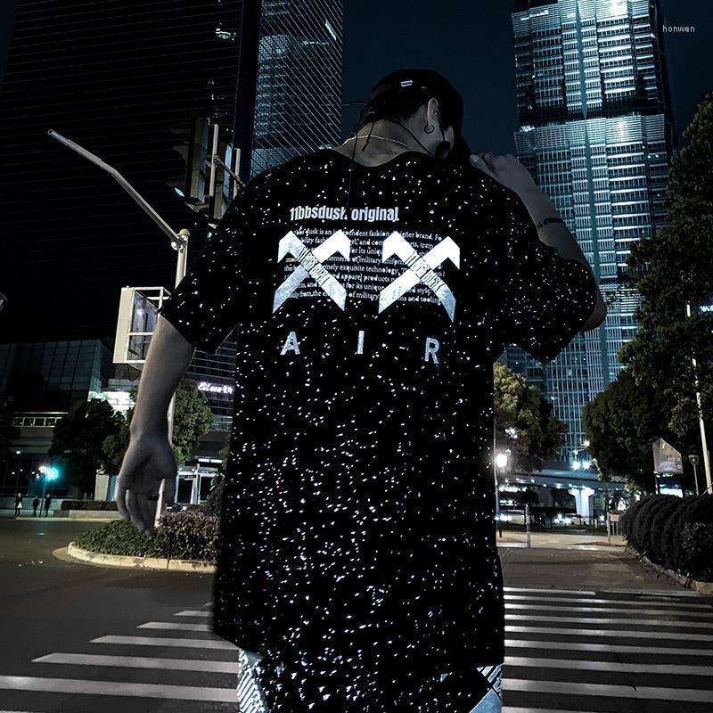 

Men's T Shirts Fashion Summer Unisex Starlight Reflective Print Men Shirt Casual Short Sleeves Streetwear Shorts, Casual shorts