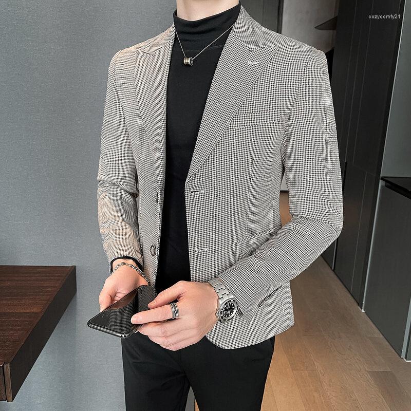 

Men's Suits Brand Clothing Tuxedo High-End Wedding Dress Groom Suit Jackets Male Casual Blazers Men's Slim Fit Business Coat S-3XL, Khaki