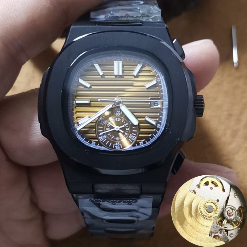 

7 Styles Mens luxury watch Black Case gold dial AAA watches automatic movement PP watch Glide sooth second hand sapphire glass wristwatches, Only make watch waterproof