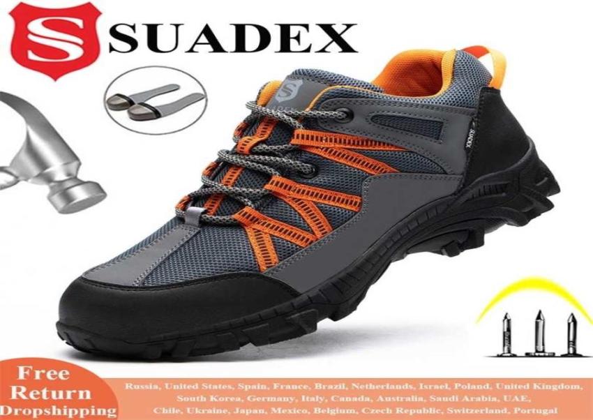 

SUADEX Men Safety Shoes Work Boots Outdoor Puncture Proof SRA NonSlip Breathable Men039s Sneakers Plus EU Size 3748 2112224024965, Black