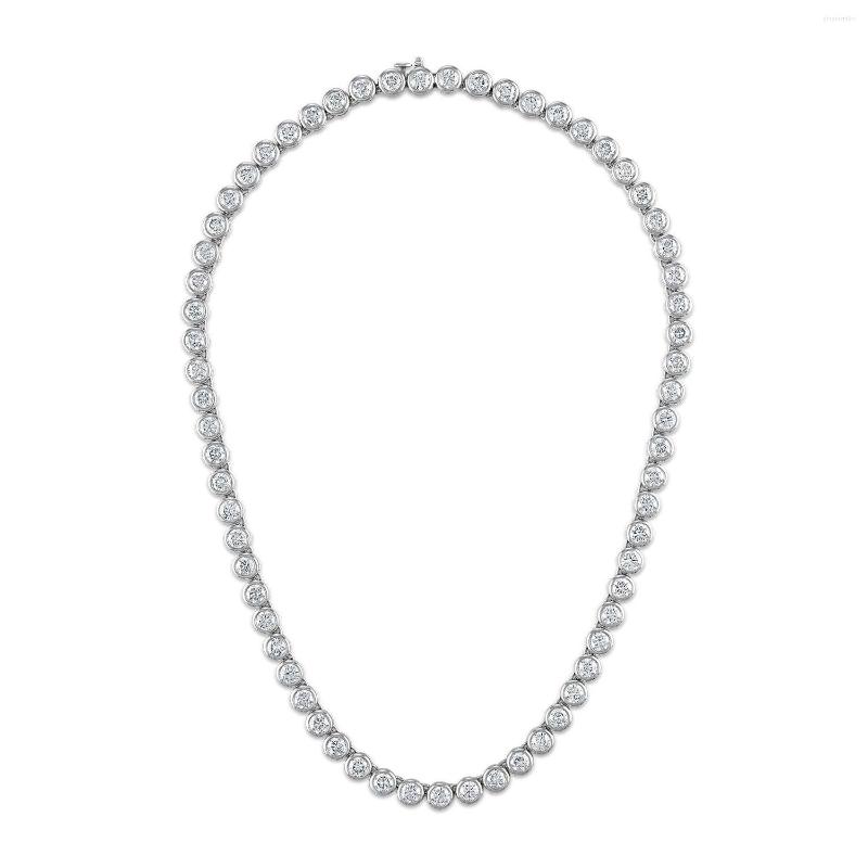 

Chains Geometric Bezel Set 5A Cubic Zirconia CZ Tennis Link Chain Choker Necklace Iced Out Bling High Quality Jewelry
