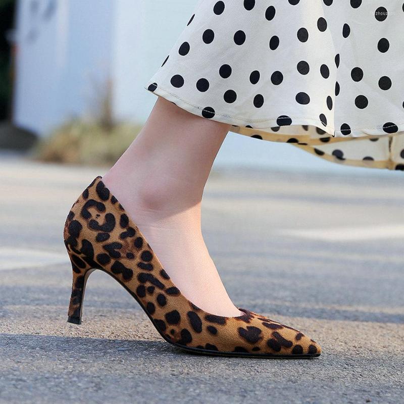 

Dress Shoes EshtonShero Women Pumps Flock Thin High Heels Slip On Leopard Women's Fashion Ladies Wedding Size 3-8, Leopard 7cm