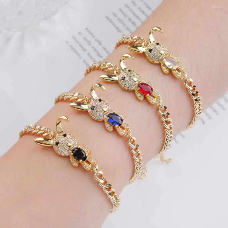 

Link Bracelets 6 Color Crystal Bracelet Rainbow Zircon Electroplated 14K Gold Chain On Wrist Women Girls