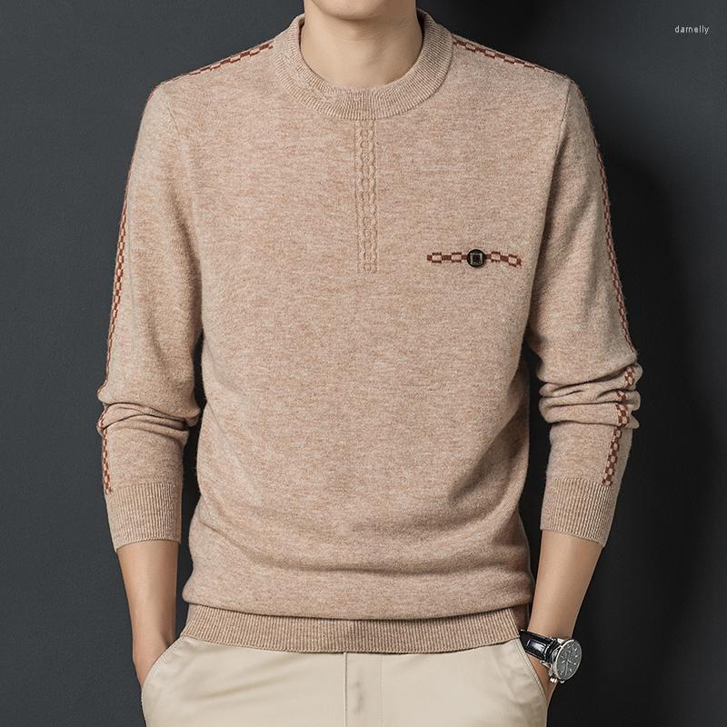 

Men's Sweaters Winter Men's Round Neck All-wool Sweater Warm Bottoming Shirt, Green