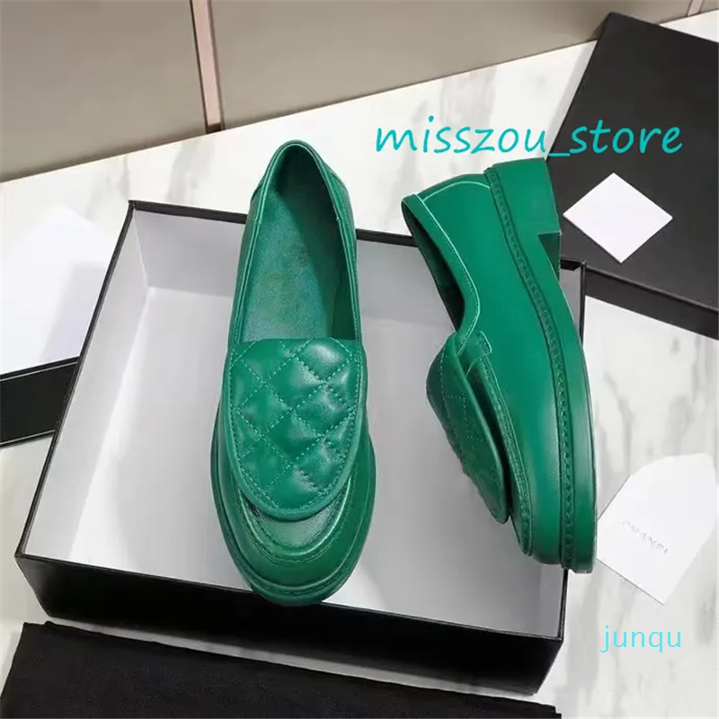 

Dress Shoes loafers real leather Women Loafer Flat Shoes Lambskin With Gold Hardware Platform Size 35-41