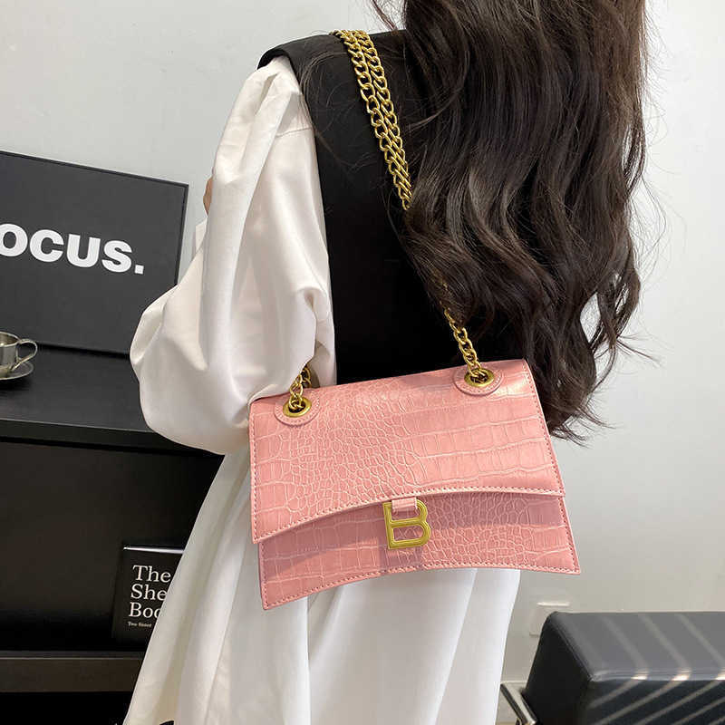 

2023 Fashion handbag Hourglass New Shoulder Chain Bag with Crocodile Pattern Advanced Foreign Network Red Versatile Style Batch, White9