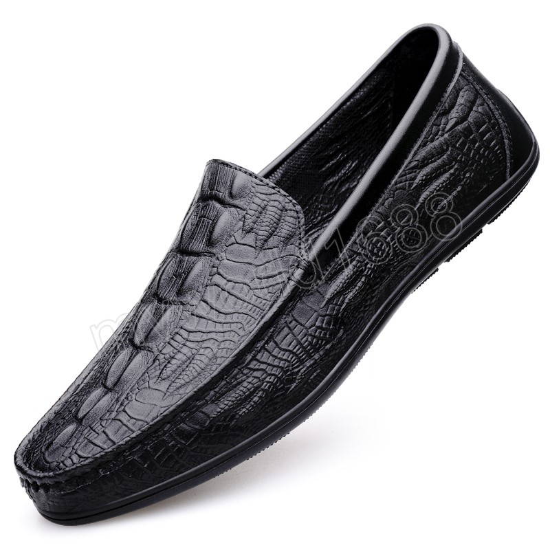 

Italian Casual Men Shoes Leather Men Loafers Shoes Slip on Business Moccasins Breathable Men Driving Shoes Tenis Masculino, Black