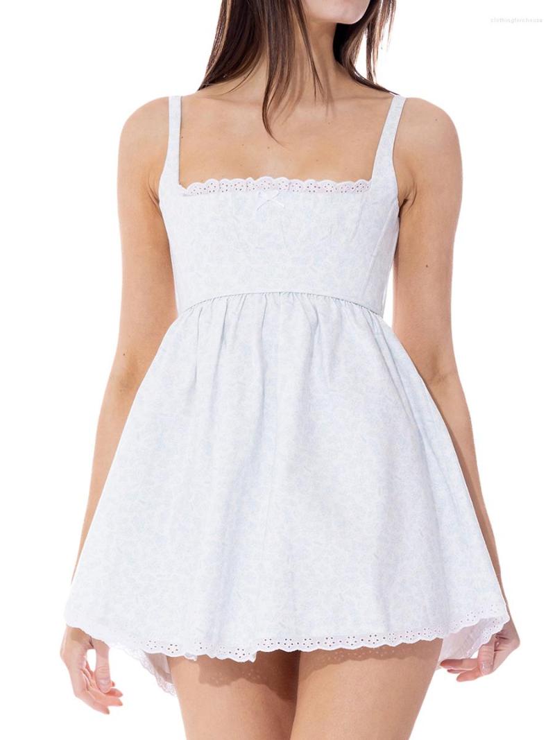 

Casual Dresses Women Lace Sling Short Dress Sleeveless Backless Low Cut Trim Clubwear Mini Summer Streetwear, Black