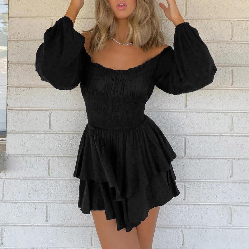 

Casual Dresses Spring Summer Sexy Slim Elastic Waist Ruffles Mini For Women 2023 Elegant Fashion Black Slimming Party Dress Vestidos, Beige