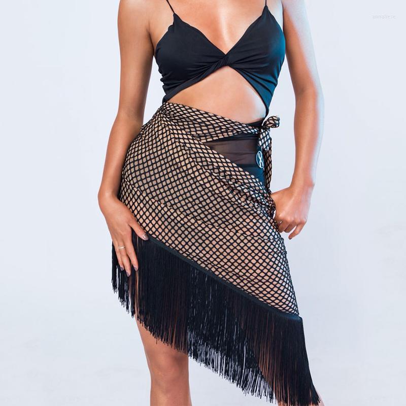 

Stage Wear Latin Dance Skirt For Women Tie Apron Skirts Sexy Fringed National Standard Costumes Clothes DQS8721, Only skirt