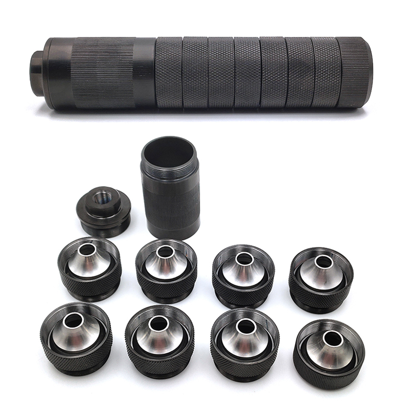 

6.6" 1.5"OD Titanium+17-4 Stainless steel Solvent Trap 9mm hole Baffle Cups 1/2-28 5/8x24 Fuel Filter