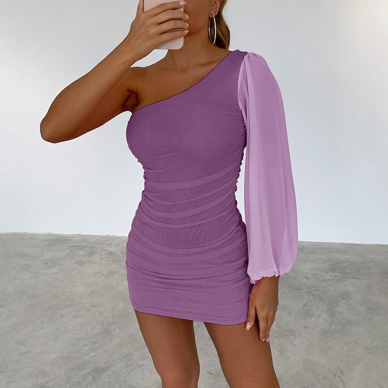 

Casual Dresses Elegant Dress One Shoulder Long Sleeve For Women 2023, Blue