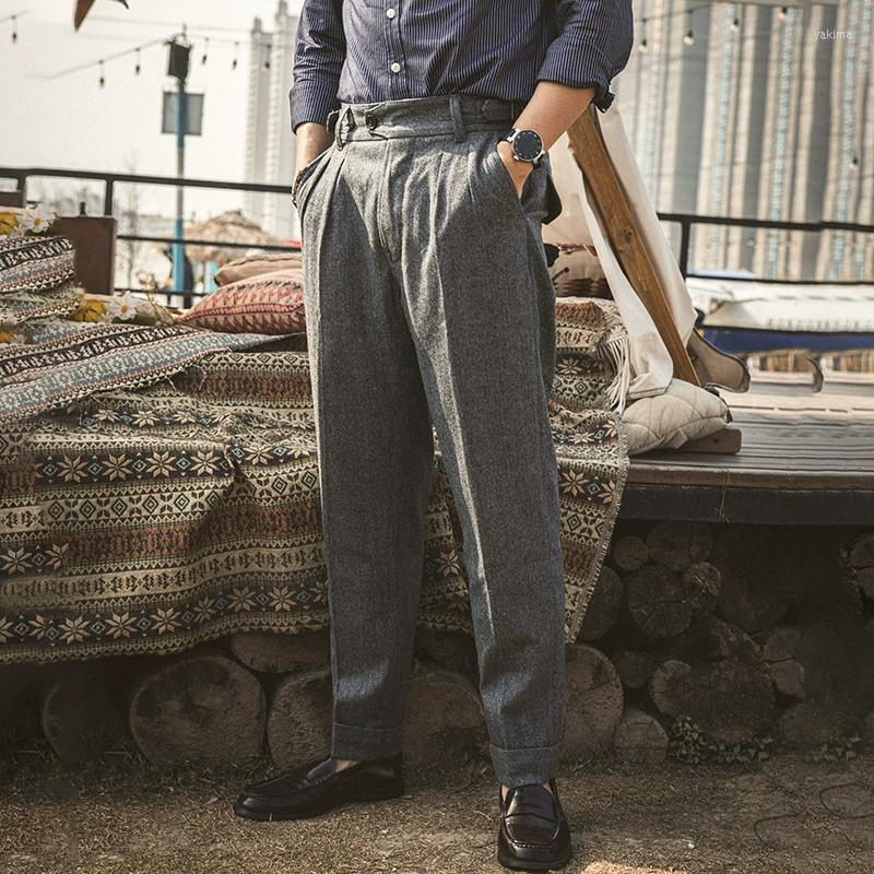

Men's Pants Red British Woolen Gurkha Formal Retro Men's Casual Trousers Gray