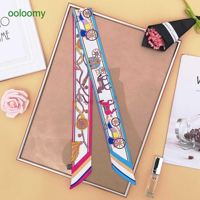 

Hemres Designer Cravat New Silk Wrap Scarf Women's Summer Narrow Ribbon Hairband Carriage Small Long Decoration Bag 589Q
