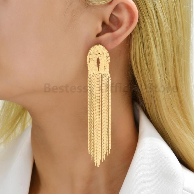 

Dangle Earrings Vintage Gold Color Metal Chain Drop For Women Trendy Long Tassel Luxury Party Banquet Hanging Jewelry Accessories