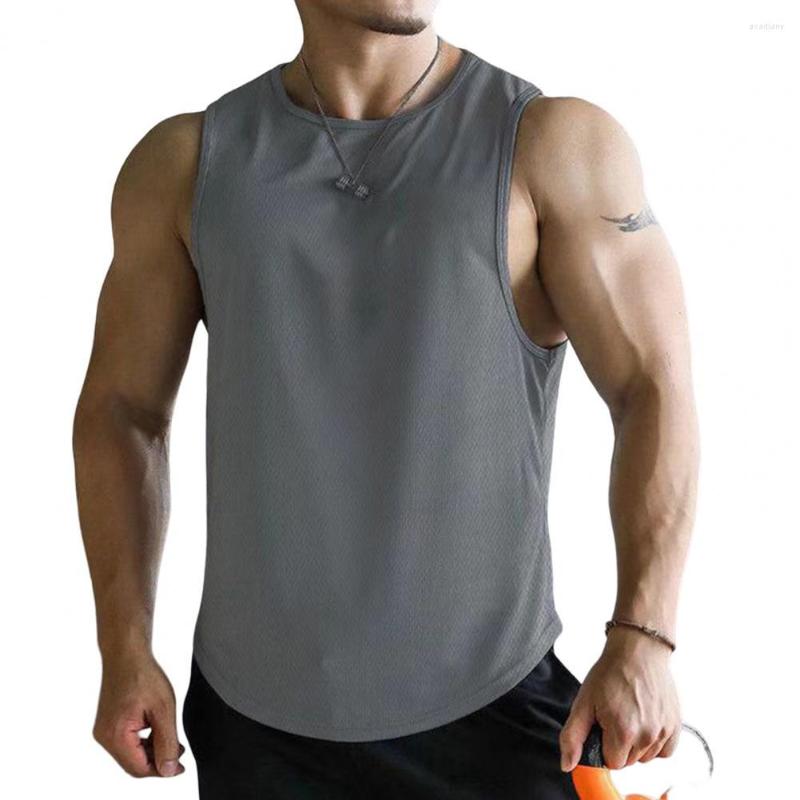 

Men's Tank Tops Trendy Summer Top O-Neck Breathable Sport Vest Running Loose Pullover, Black