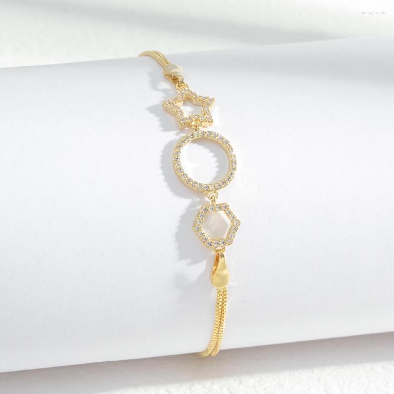 

Link Bracelets Bracelet Zircon Five Pointed Star Chain Polished Sparkling Fashion Jewelry Women Birthday Party Home