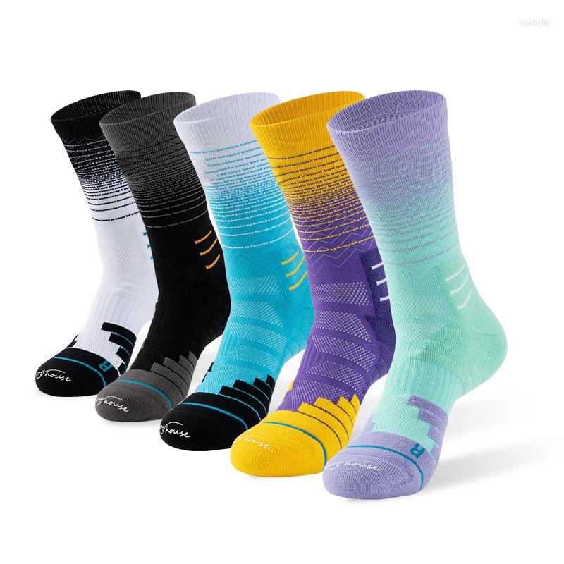 

Men's Socks Men's Basketball Cycling Sports Knee High Thickened Towel Bottom Running Basket Adult Middle Tube