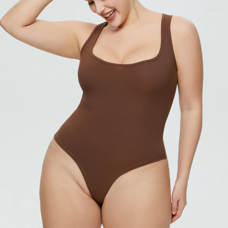

Women' Shapers Large Size Women' Body Shaper Jumpsuit Sleeveless Triangle Tight-fitting Thong Bodysuit Shapewear Tummy Control, Brown