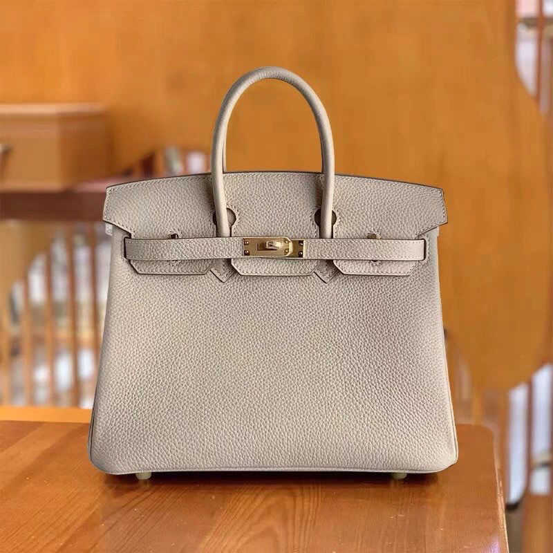 

Fashion H ermsNews Bags High quality genuine leather handbag with lychee pattern handmade wax thread H familyNews bag BK25/30, Red