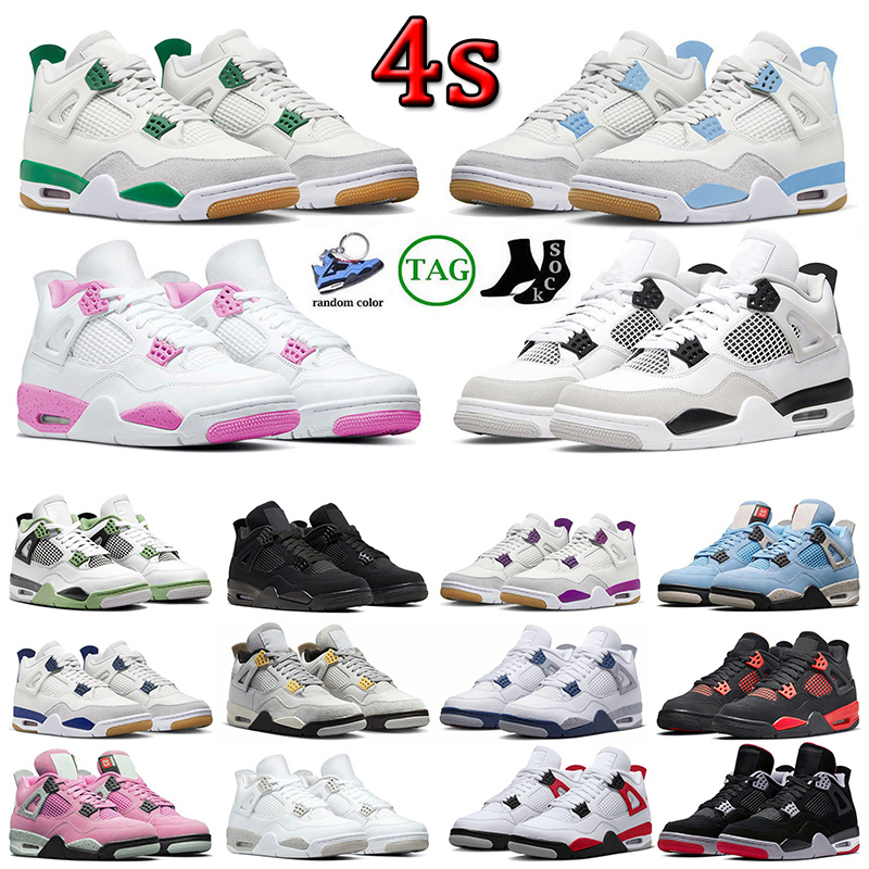 

Jumpman J 4 Retro Basketball Shoes Jordens 4s Sb Pine Green Military Black Cat UNC Blue Thunder Seafoam Red Cement Pure Money Sail Pink J4 Jorda Mens Designer Sneaker, C42 40-47 alternate 1