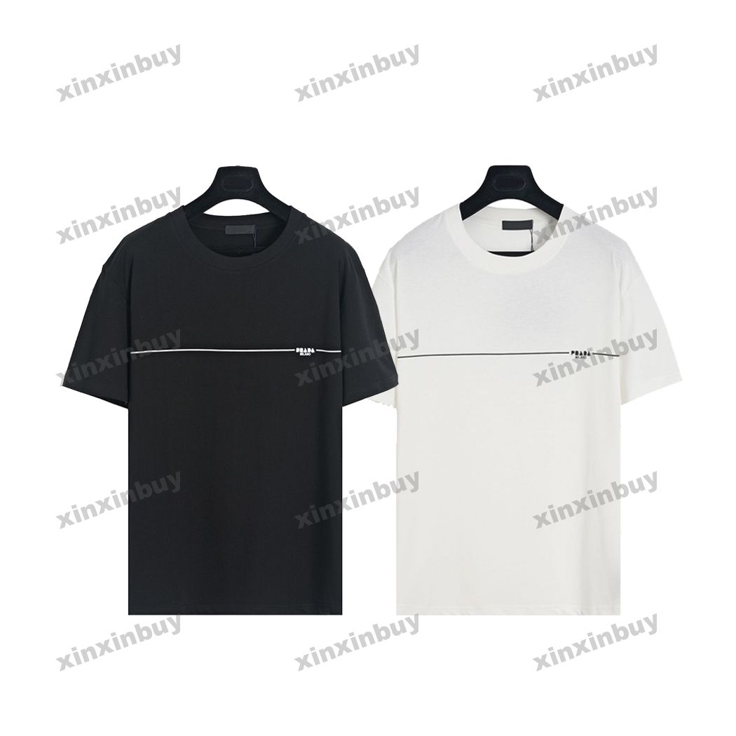 

xinxinbuy Men designer Tee t shirt 23ss Milan Letter print Triangle label short sleeve cotton women Black white blue S-XL