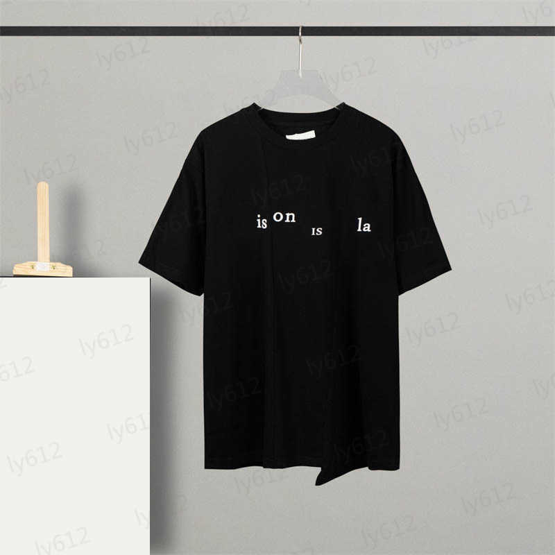 

Summer Spring Black Designer Mens T Shirts Fashion Leisure Luxury Irregular Stitching Digital Round Neck Pure Cotton Short Sleeves Male Clothing Tops