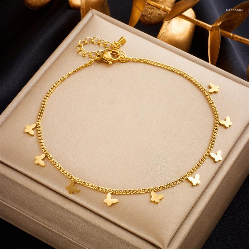 

Anklets 316L Stainless Steel Gold Color Butterfly For Women Girl Trend Leg Chain Non-fading Jewelry Gift Party Drop