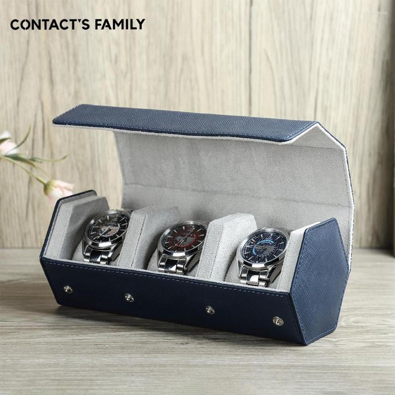 

Watch Boxes Luxury Genuine Leather Roll Storage Box Travel Case Gift Green Pouch