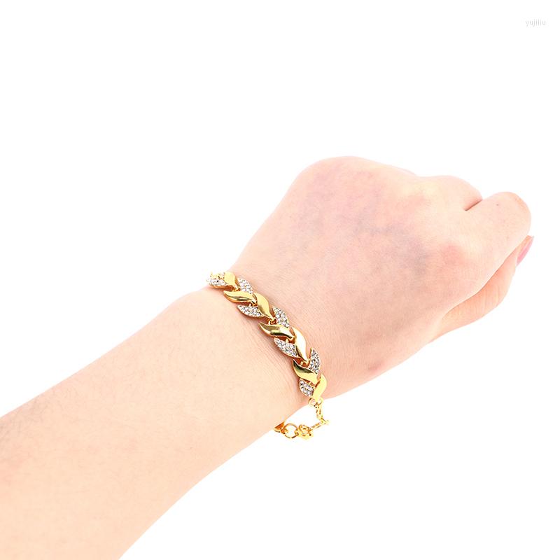 

Link Bracelets Fashion Golden Leaf Bracelet Small Fresh Female Wild Simple Inlaid Zircon Pendant Jewelry Femme