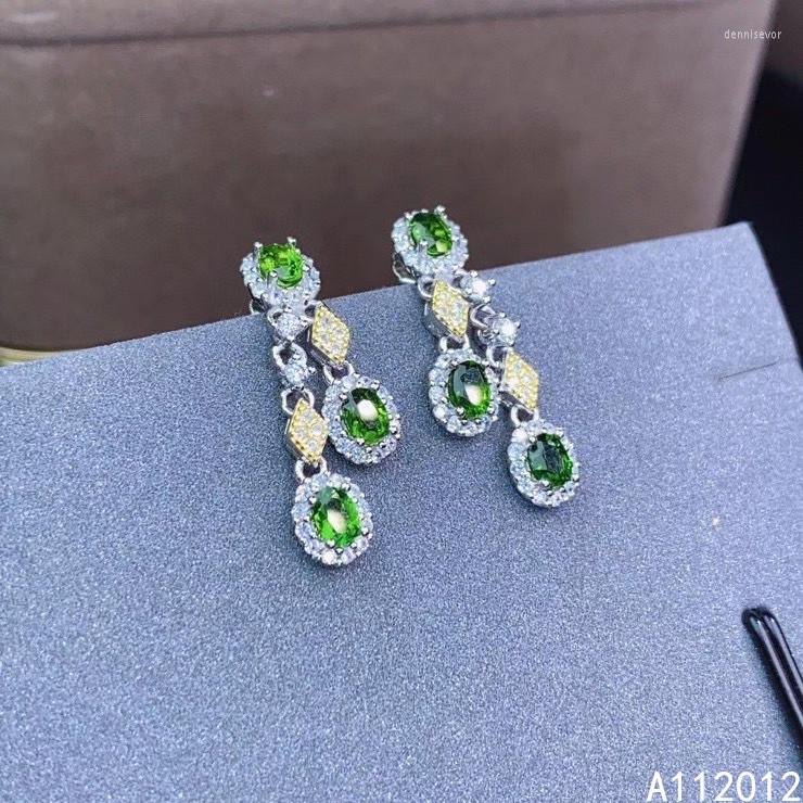 

Stud Earrings KJJEAXCMY Fine Jewelry 925 Silver Natural Diopside Girl Selling Ear Support Test Chinese Style