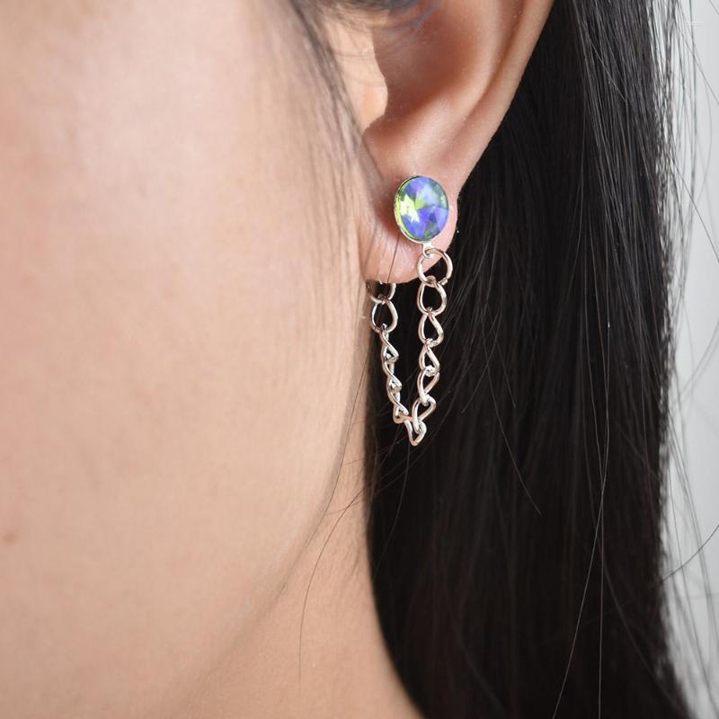 

Dangle Earrings Multicolor Crystal Round Chain For Women Geometric Tassel Jewelry Minimalist Metal Drop Earring Party Gift