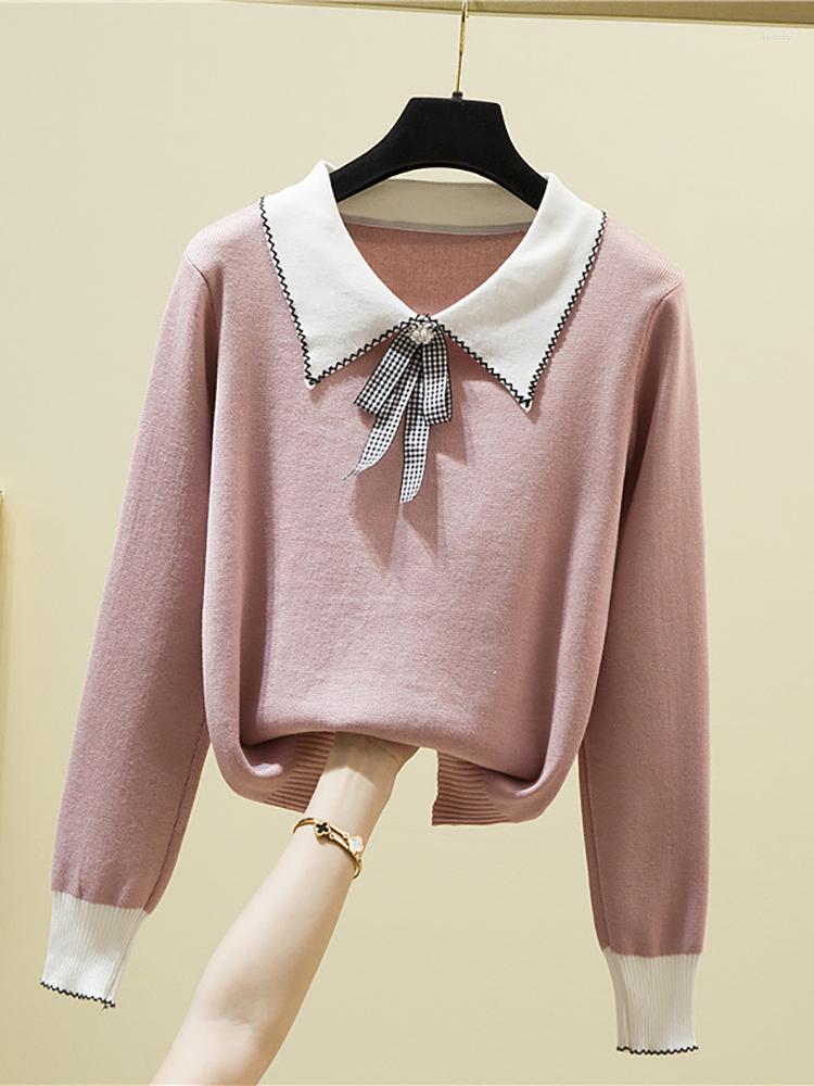 

Women's Sweaters Bow Sweater Women Knitted Pullover Autumn Long Sleeve Top Jumpers Korean Style Woman Clothes Sueter Mujer Invierno 2023, Black