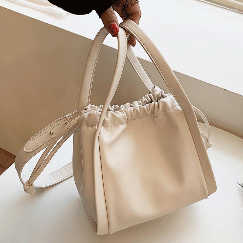

Evening Bags Women Soft Leather Bucket Bag Simple Handbags Shoulder Female Square Crossbody For Girls Fashion Tote Sac, Pink