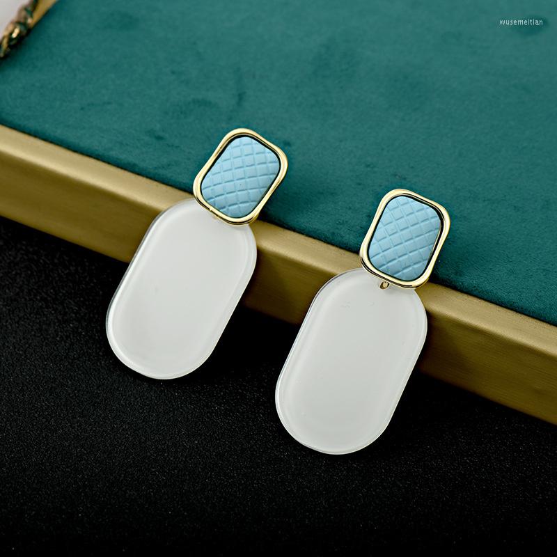 

Dangle Earrings 2023 Temperament High-end Oval Exaggerated Women's Fashion Personality White Fresh 925 Silver Needle
