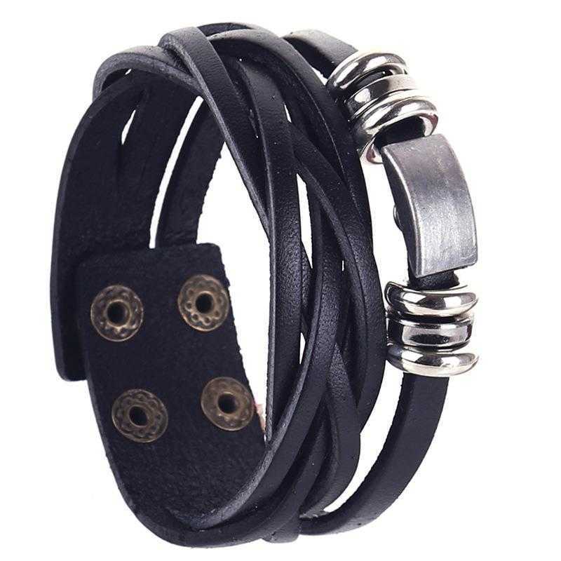 

Export Jewelry Pass Braided Leather Bracelet Genuine Wrist Ring