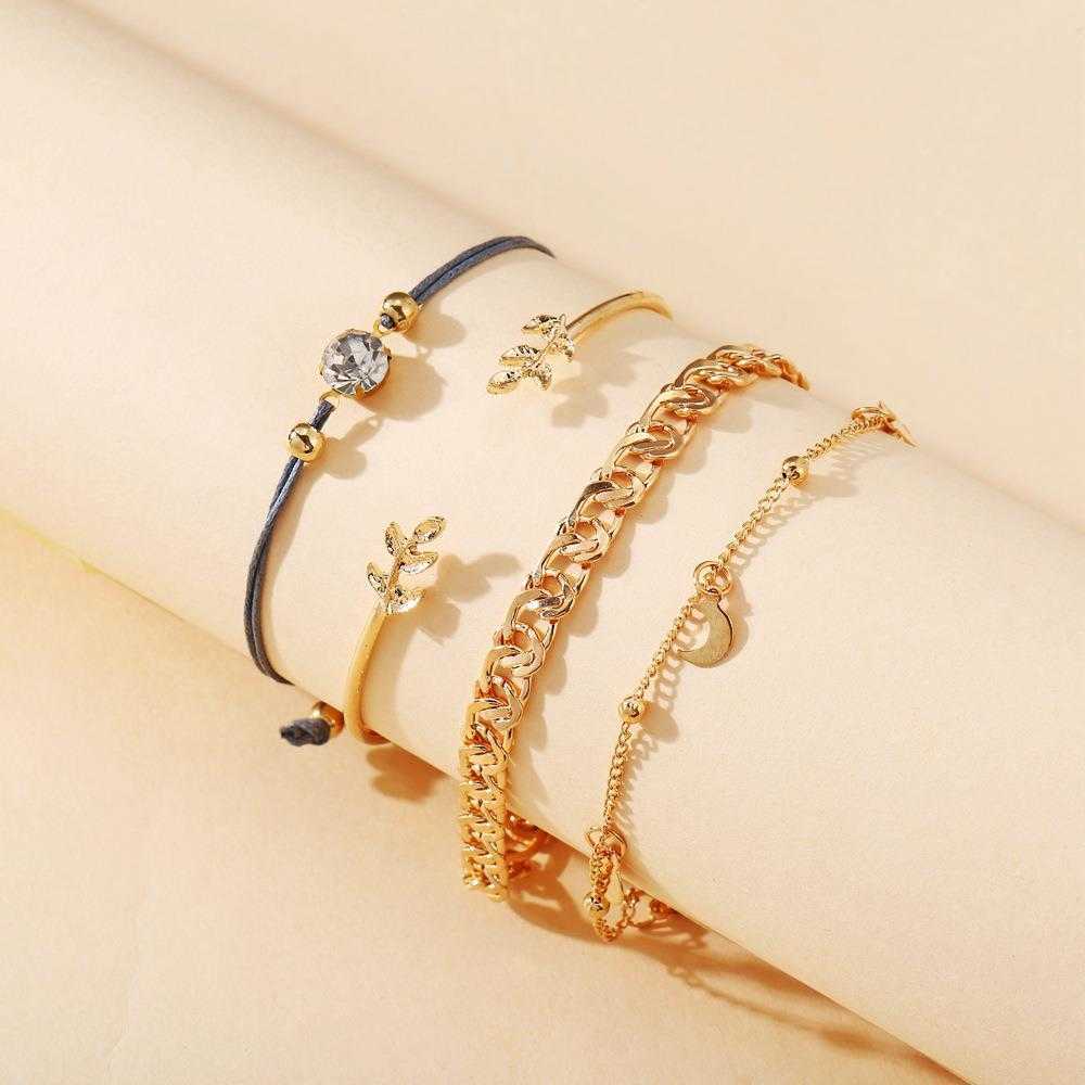 

51500 Han Zhishang Chains Diamond Bracelet Set 4 Piece Creative Simple Alloy Metal Chain