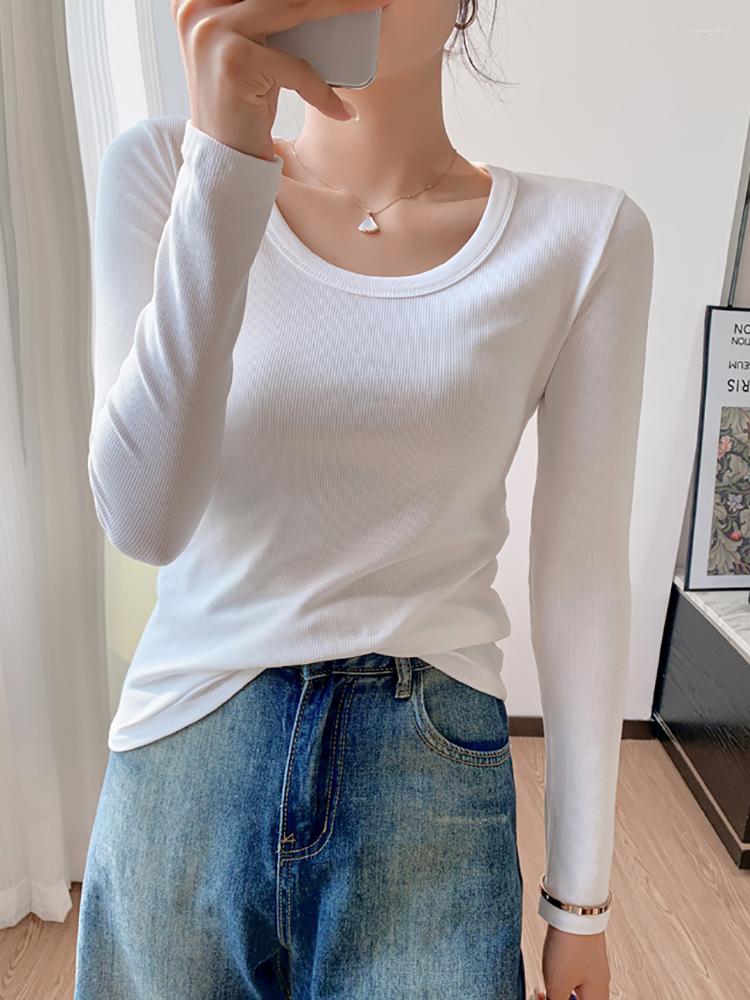 

Women' T Shirts Screw Thread Cotton Shirt Women Short Sleeve Tees Korean Fashion Clothes Elastic Tshirt Camisetas De Mujer 2023 Spring, White