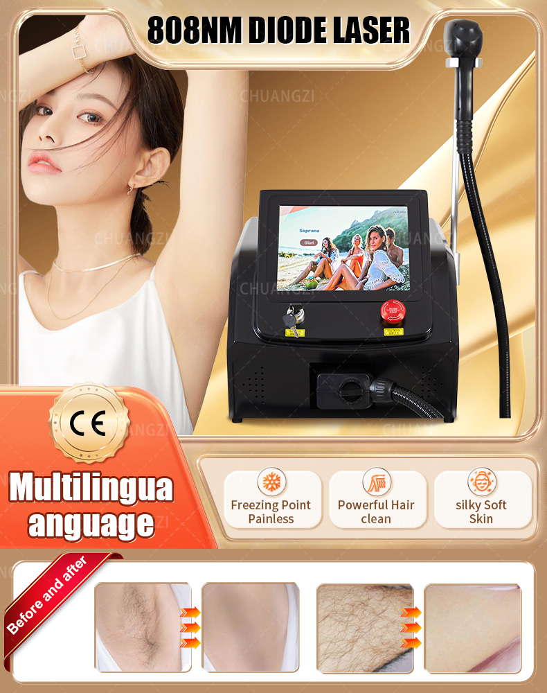 

Professional painless and traceless coagulation laser portable 808 diode hair removal machine