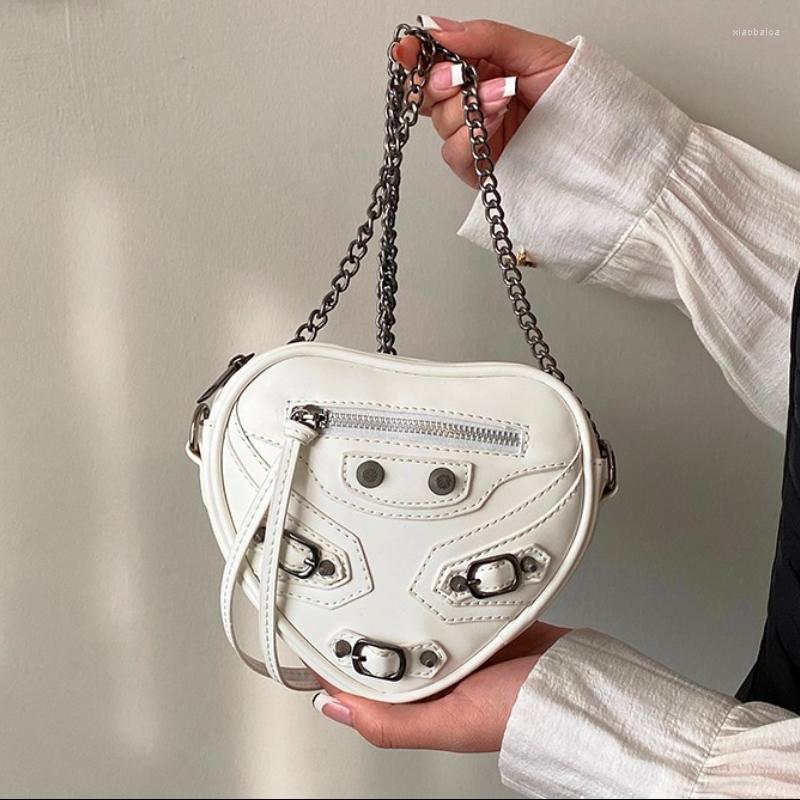 

Evening Bags Mini Heart For Women 2023 Rivet Chain Small Crossbody High Quality Leather Coin Purse Fashion Shoulder Bag Ladies, Black