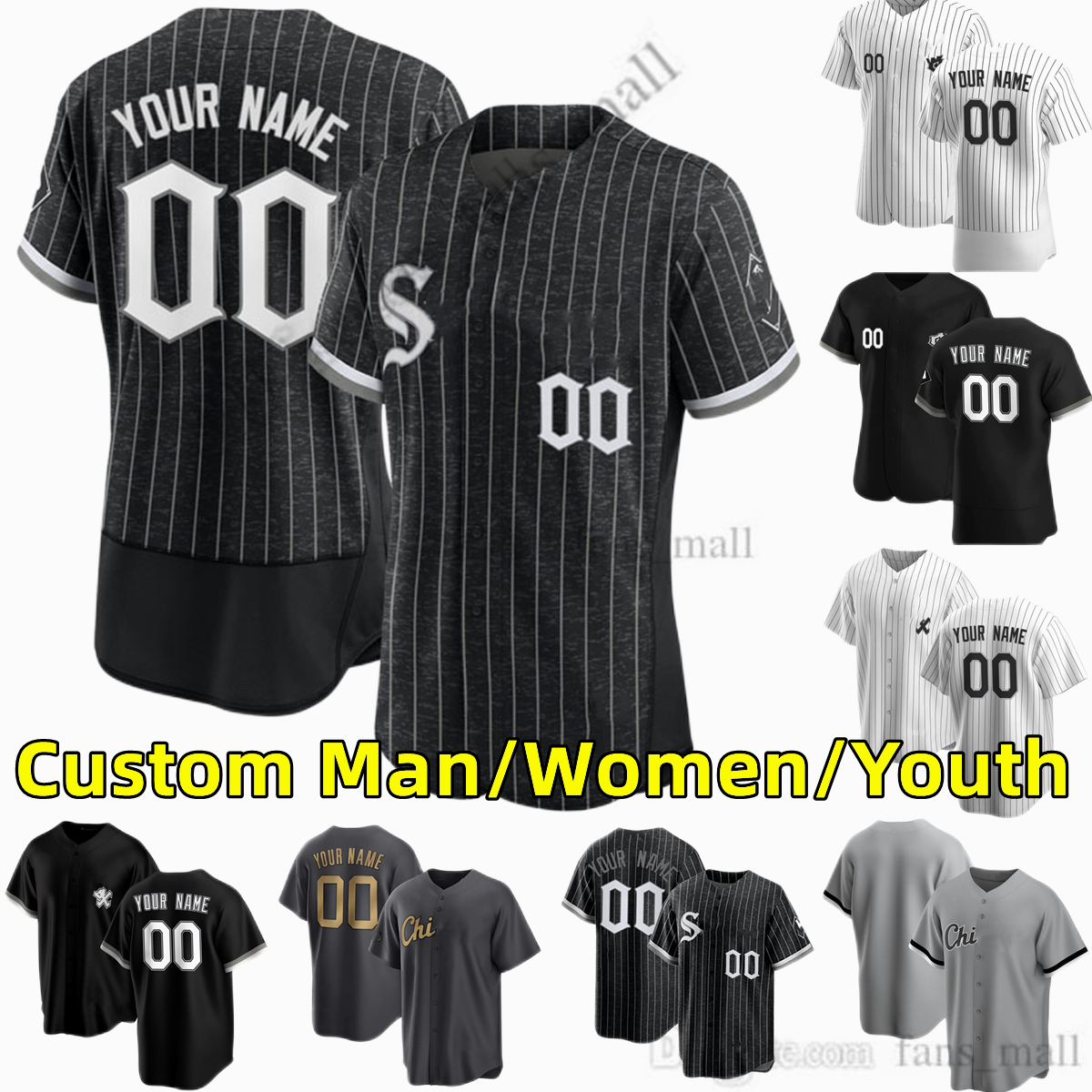 

7 Tim Anderson S-6XL Custom Baseball Jersey Eloy Jimenez Lance AJ Pollock Lynn Luis Robert Yoan Moncada Jose Abreu Andrew Vaughn Yasmani Grandal Kimbrel Jerseys, Women only s-xxl