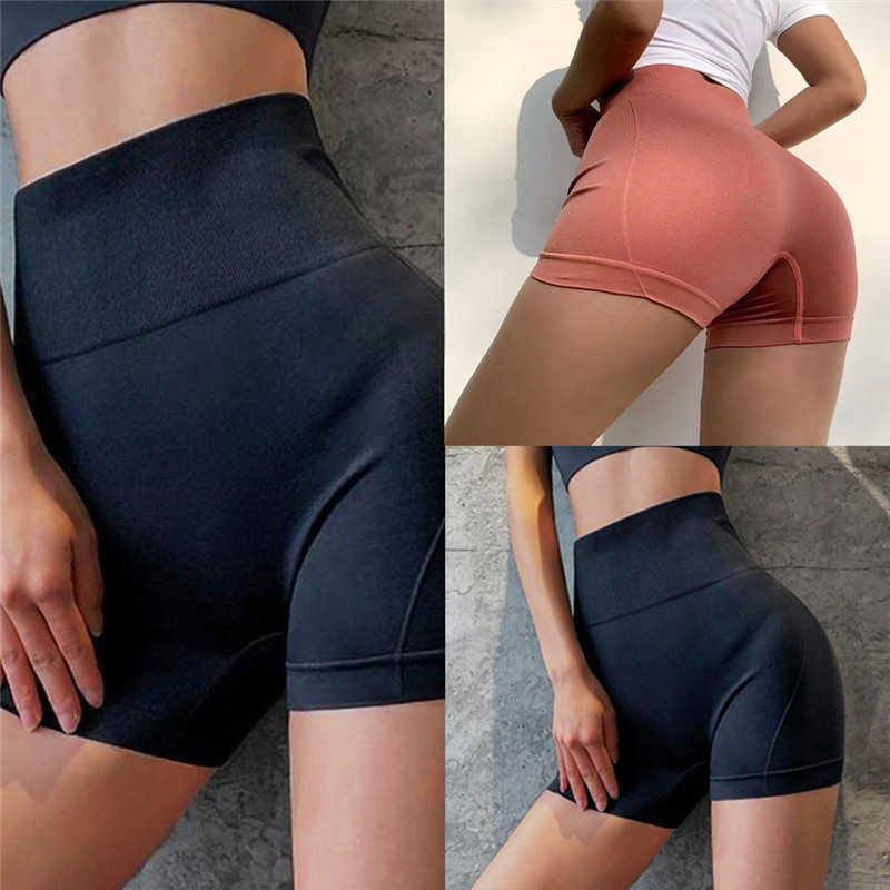 

Women's Shorts New Solid High Waist Shorts Quick-Drying Hip Up Sexy Biker Shorts Fitness Short High Stretch Sport Shorts Women AA230508, Brick red