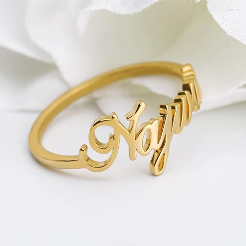 

Cluster Rings Custom Name Ring Band Letters Initials Gold Stainless Steel Bijoux Femme Wedding For Women Personalized